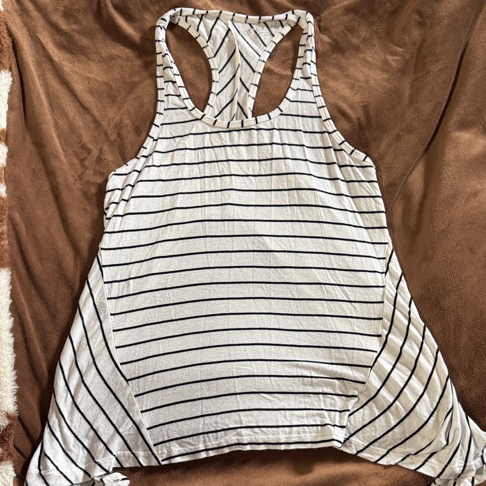 Beyond Yoga Black and White Striped Tank Top